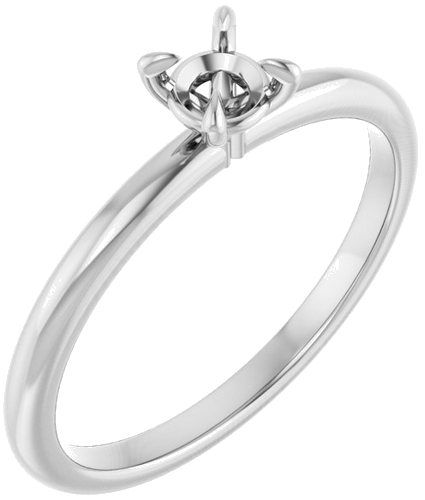 14K White  4.1 mm Round Solitaire Engagement Ring Mounting (1)
