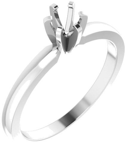 14K White 4-4.1 mm Round Solitaire Engagement Ring Mounting (1)