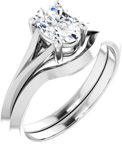 Sužadėtuvių Žiedas „Solitaire“ 585 Baltojo Aukso Oval 7mm x 5mm (6)