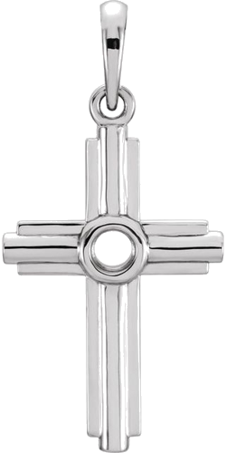 14K White 2.5 mm Round Cross Pendant Mounting (1)