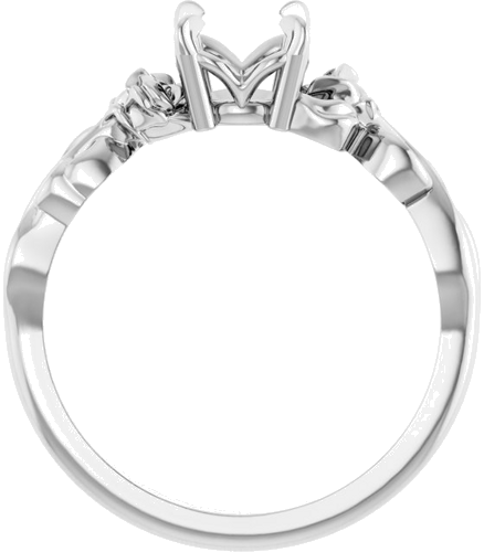 14K White 6.5 mm Round Nature-Inspired Engagement Ring Mounting (2)