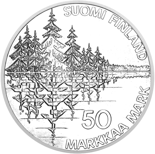 50 markas Kalevala 1985 Somija sudraba monēta (2)