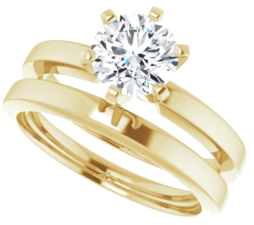 14K Yellow 6.5 mm Round Solitaire Engagement Ring Mounting (10)