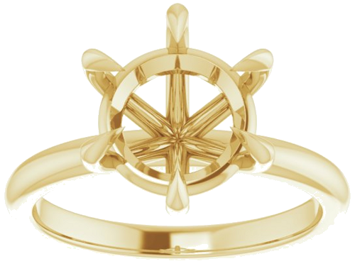 14K Yellow 9.4 mm Round Solitaire Engagement Ring Mounting (3)