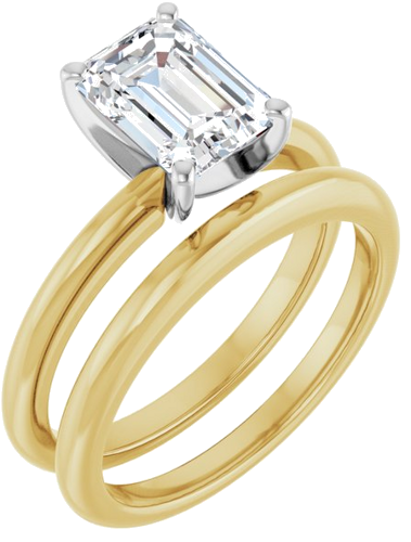 10K Yellow   White  8x6 mm Emerald Solitaire Engagement Ring Mounting (6)