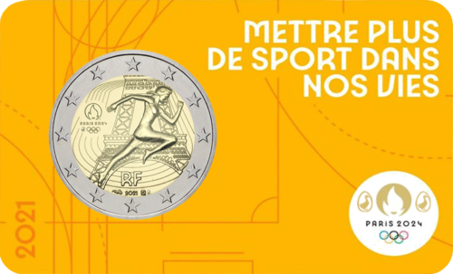 2021 Франция Олимпийские игры 2024 в Париже монета 2 евро BU (4)