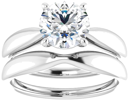 14K White  7.4 mm Round Solitaire Engagement Ring Mounting (8)