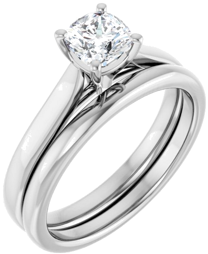 14K White 5 mm Cushion Engagement Ring Mounting (6)