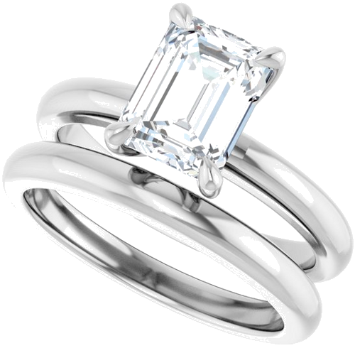 Sužadėtuvių Žiedas „Solitaire“ 585 Baltojo Aukso Emerald 8mm x 6mm (10)