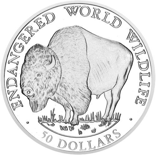 50 Dollars American Bison 1990 Cook Islands Silver Coin (1)