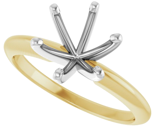 14K Yellow   White 7.8-8.6 mm Round 6-Prong Comfort-Fit Solitaire Ring Mounting (5)