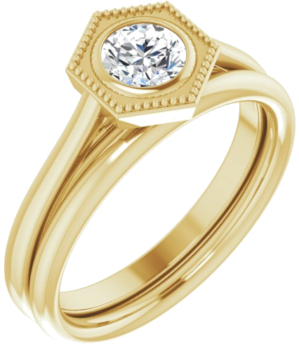 14K Yellow 5.2 mm Round Solitaire Engagement Ring Mounting (6)