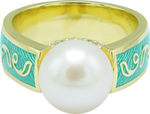 Ring with pearl and diamonds SECRET GARDEN (2)