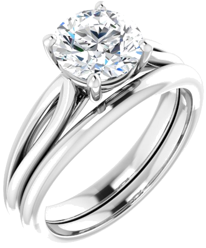 Sužadėtuvių Žiedas „Solitaire“ 585 Baltojo Aukso Round 7.4mm (6)