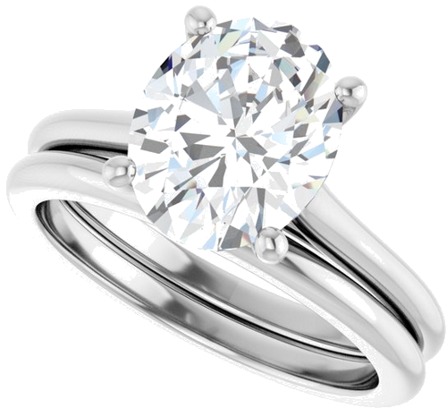 14K White 10x8 mm Oval Solitaire Engagement Ring Mounting (10)