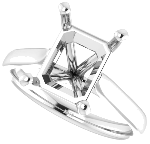 14K White 10x8 mm Emerald Engagement Ring Mounting (5)