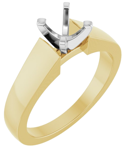 14K Yellow White 5.8 mm Round Solitaire Engagement Ring Mounting (1)