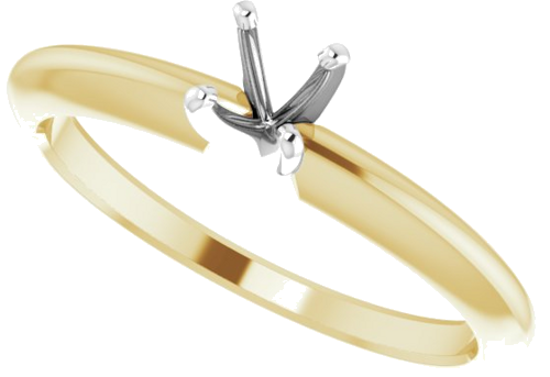 14K Yellow   White 4-4.1 mm Round 4-Prong Comfort-fit Solitaire Ring Mounting (5)