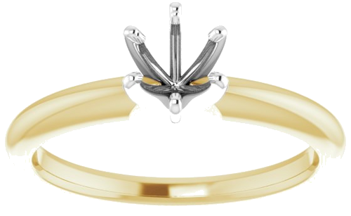 14K Yellow White 5.2 mm Round 6-Prong Solitaire Ring Mounting (3)