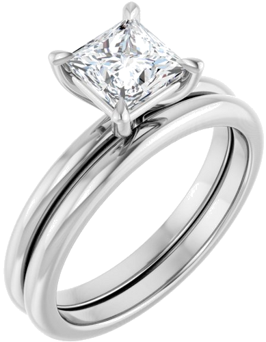 14K White 5.5x5.5 mm Square Solitaire Engagement Ring Mounting (6)