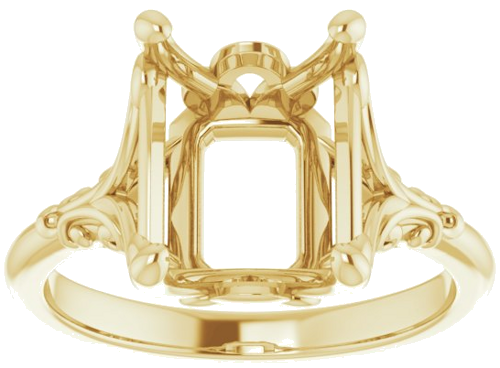14K Yellow 10x8 mm Emerald Solitaire Engagement Ring Mounting (3)