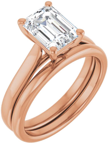 Sužadėtuvių Žiedas „Solitaire“ 585 Rožinis Aukso Emerald 8mm x 6mm (6)