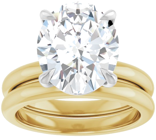 14K Yellow White 12x10 mm Oval Solitaire Engagement Ring Mounting (5)