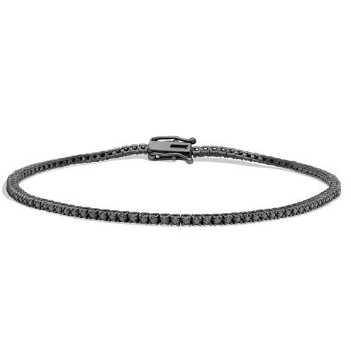 1,16 ct Round-cut F/G-VS/SI natūraliais juodaisiais deimantais inkrustuota Tennis apyrankė (1)