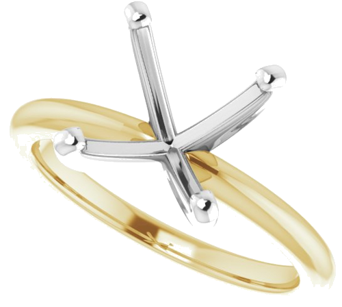 14K Yellow   White  10 mm Round Solitaire Engagement Ring Mounting (5)