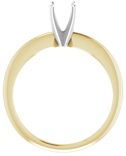 14K Yellow   White 5-5.3 mm Round 4-Prong Comfort-fit Solitaire Ring Mounting (2)