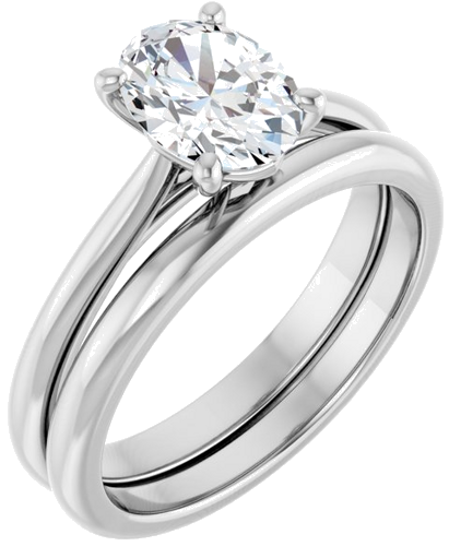 10K White 8x6 mm Oval Solitaire Engagement Ring Mounting (6)