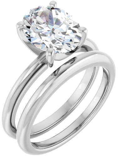 14K White  10x8 mm Oval Solitaire Engagement Ring Mounting (6)