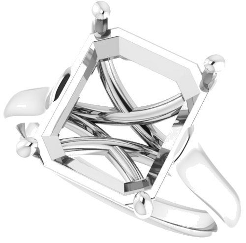 Sužadėtuvių Žiedas „Solitaire“ 585 Baltojo Aukso Emerald 12mm x 10mm (5)