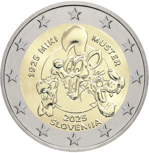2025 Словения Мики Мустер монета 2 евро (1)