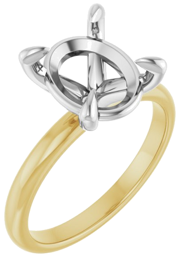 Sužadėtuvių Žiedas „Solitaire“ 585 Baltojo Ir Geltonojo Aukso Oval 11mm x 9mm (1)