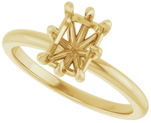 14K Yellow 7x5 mm Emerald Solitaire Engagement Ring Mounting (5)