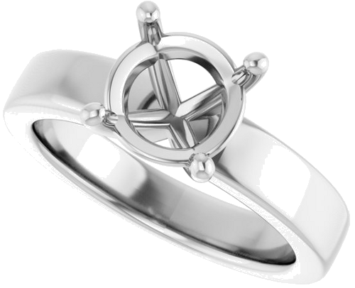 14K White 8.2 mm Round Solitaire Engagement Ring Mounting (5)
