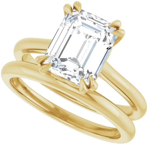 14K Yellow 9x7 mm Emerald Solitaire Engagement Ring Mounting (10)