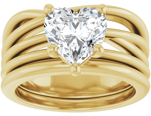 14K Yellow 8x8 mm Heart Solitaire Engagement Ring Mounting (8)