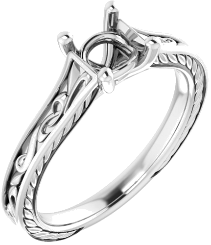 Sužadėtuvių Žiedas „Scroll Solitaire“ 585 Baltojo Aukso Square 4.5mm (1)