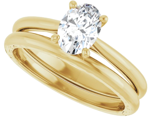 Sužadėtuvių Žiedas „Solitaire“ 585 Geltonojo Aukso Oval 7mm x 5mm (10)