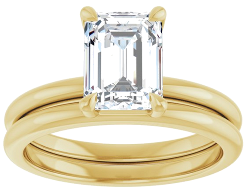 14K Yellow 8x6 mm Emerald Solitaire Engagement Ring Mounting (8)