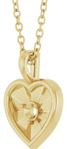14K Yellow 3 mm Round Accented Heart 18  Necklace Mounting (2)