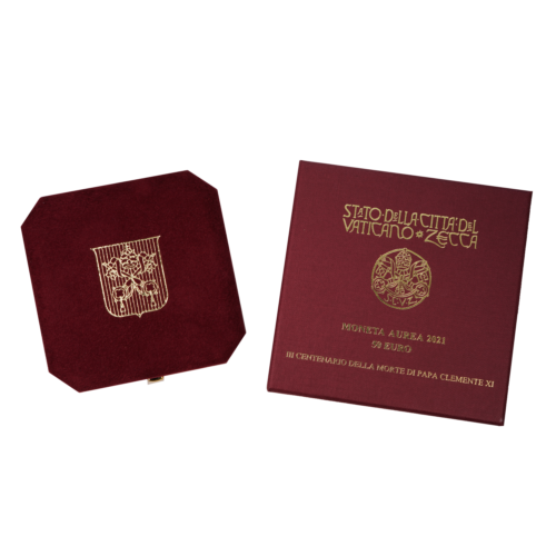 2021 Vatikanas popiežius Klemensas XI 50 eurų auksinė moneta (3)