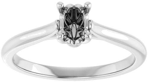 14K White 6x4 mm Oval Solitaire Engagement Ring Mounting (3)