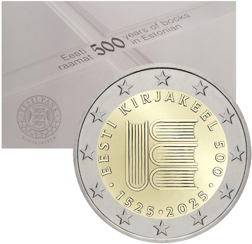 2025 500 Years of Estonian Literature 2 Euro BU Coin in Card (3)