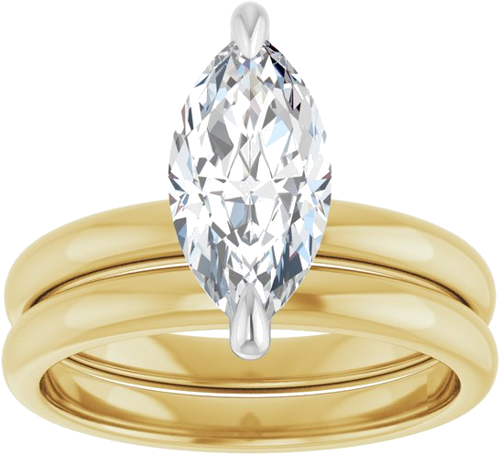 14K Yellow White 12 x 6 mm Marquise Engagement Ring Mounting (8)