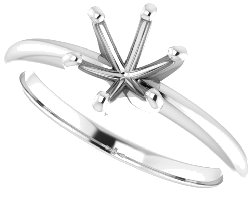 14K White  6.5 mm Round Solitaire Engagement Ring Mounting (5)