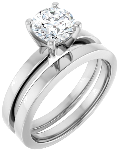 10K White 6.5 mm Round Solitaire Engagement Ring Mounting (1)