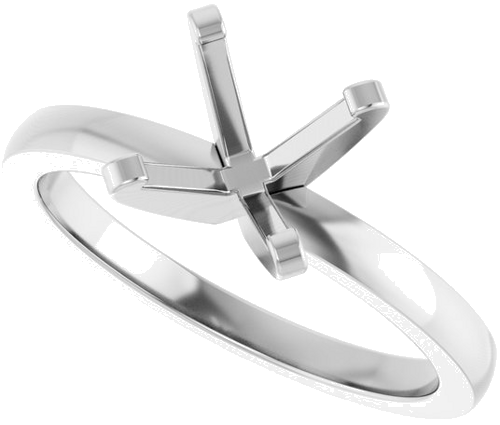 14K White 7.3-7.7 mm Round Solitaire Engagement Ring Mounting (5)